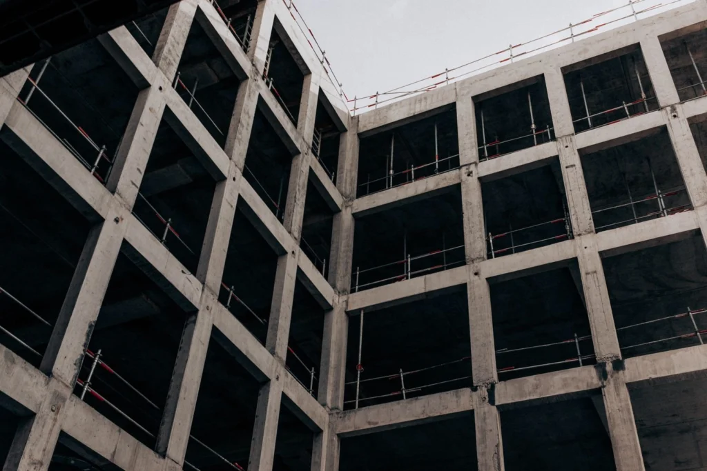 Concrete building structure under construction